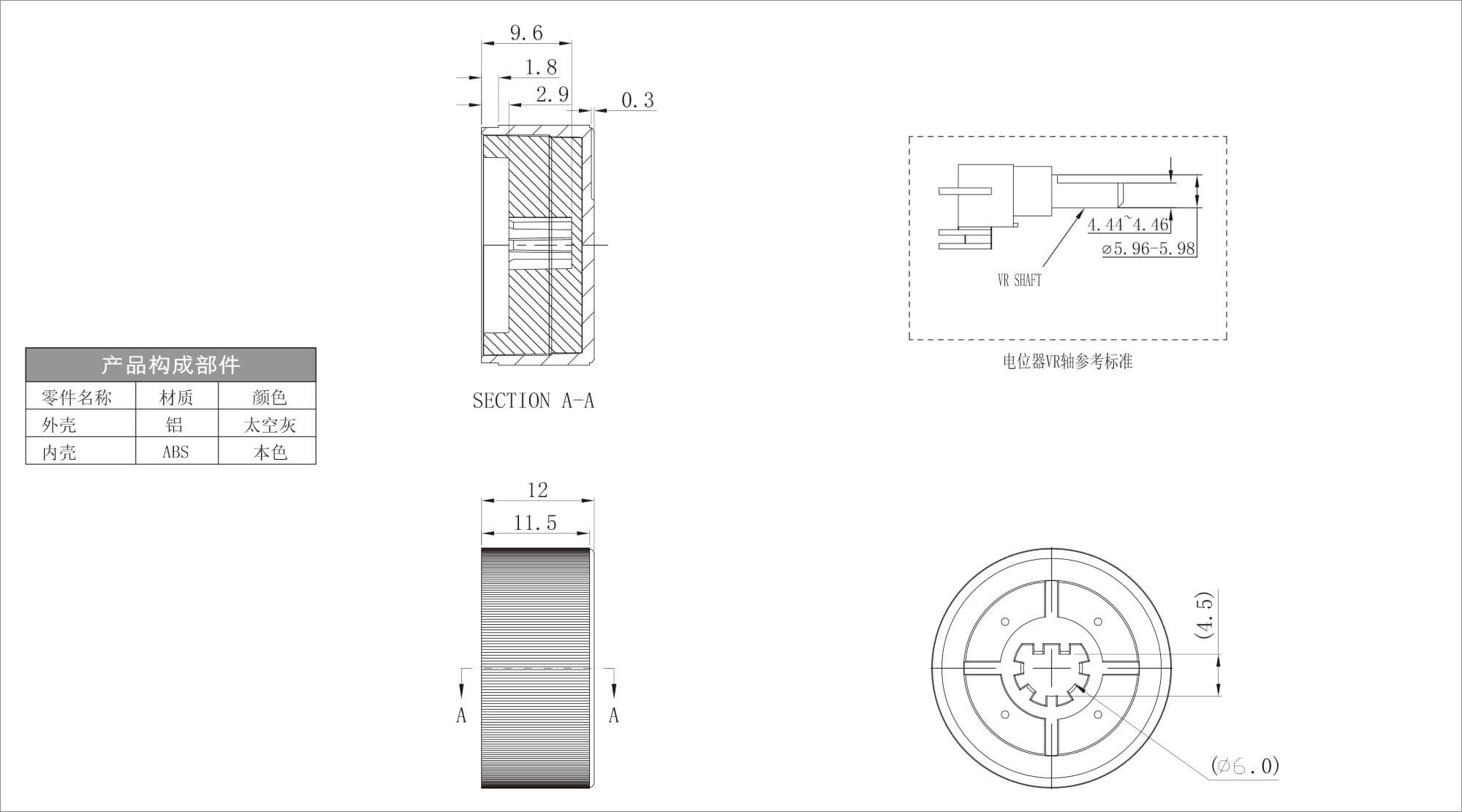 塑料双色旋钮 X106